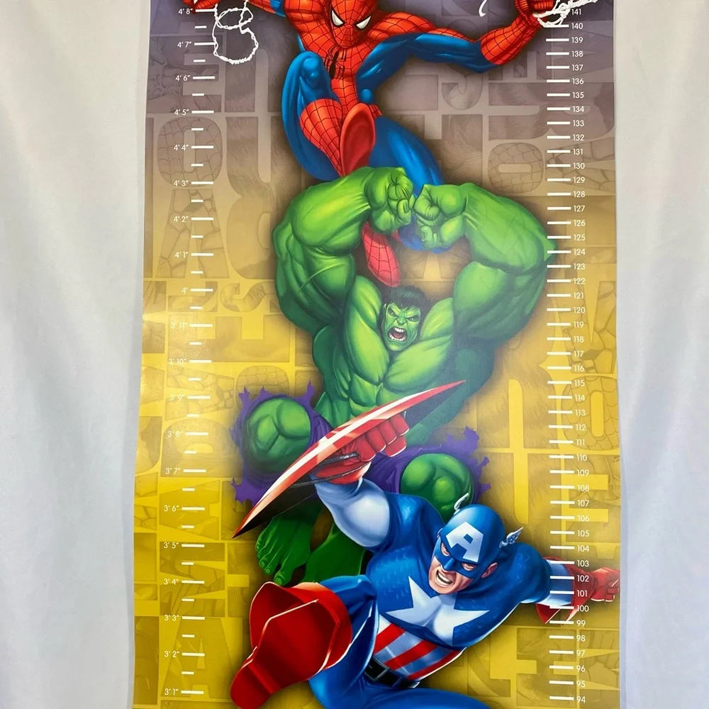 Marvel Superhero Kids Growth Chart Wall Decor Vintage 2007 NWOT